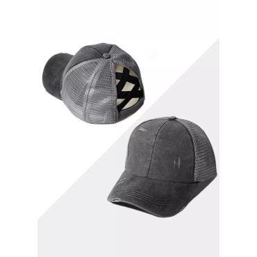 Leopard Mesh Criss-Cross Hollow Out Baseball Cap