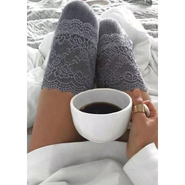 Lace Splicing Over Knee Long Socks