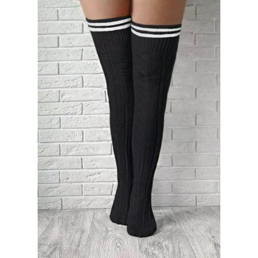 Striped Rhombus Warm Thigh-High Socks