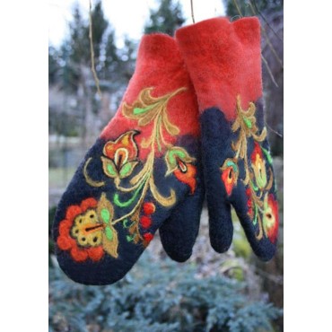 Ethnic Floral Embroidery Gloves