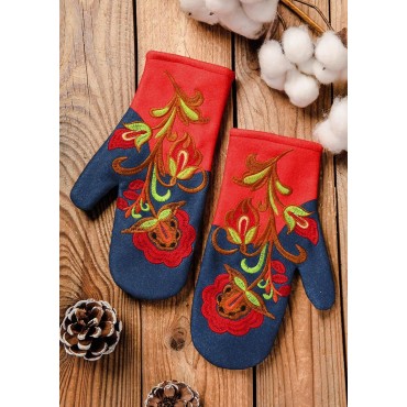 Ethnic Floral Embroidery Gloves