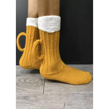 Color Block Warm Beer Shape Casual Socks