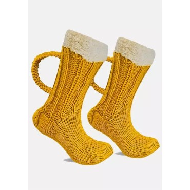 Color Block Warm Beer Shape Casual Socks