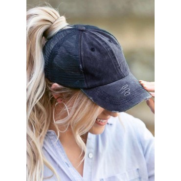 Mesh Hollow Out Ripped Washed Baseball Cap