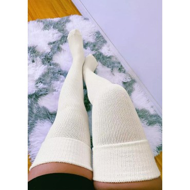 Soft Warm Over Knee Extra Long Socks - Beige