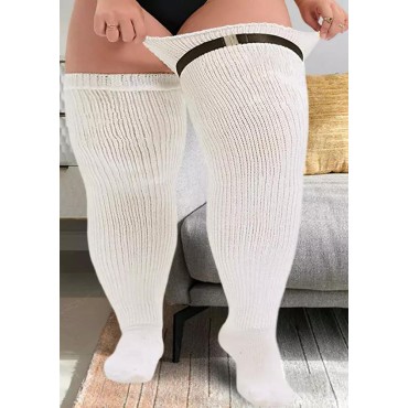 Soft Warm Over Knee Extra Long Socks - Beige