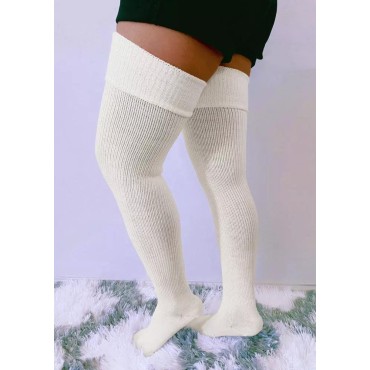 Soft Warm Over Knee Extra Long Socks - Beige