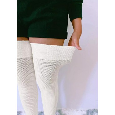Soft Warm Over Knee Extra Long Socks - Beige