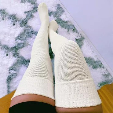 Soft Warm Over Knee Extra Long Socks - Beige