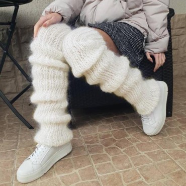 Thigh-High Knitting Leg Warmers Socks