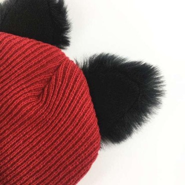 Cotton Cat Shape Thick Knitted Hat Winter Warm Hat Skullies Cap Beanie Hat for Girl and Women