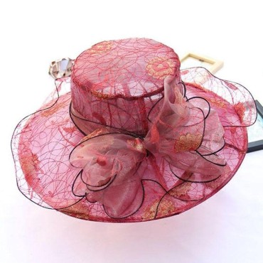 New Pearls Sun-shading Hat Female Summer Lace Flowers Sun Hat Anti-UV Beach Hat Folding Wide Church Hat