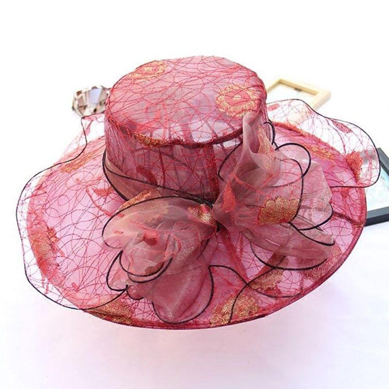 New Pearls Sun-shading Hat Female Summer Lace Flowers Sun Hat Anti-UV Beach Hat Folding Wide Church Hat