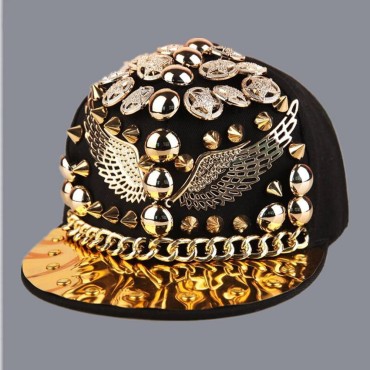 Spiked Rivet Snakeskin Leather  Snapback for Women Men White Black Novelty Baseball Cap Hat