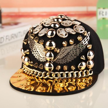 Spiked Rivet Snakeskin Leather  Snapback for Women Men White Black Novelty Baseball Cap Hat