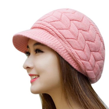 Winter Autumn Beret Hat for Women Wool Knitted Hat Fur Beret Solid Fashion Lady Cap Fall Hat Female Cap