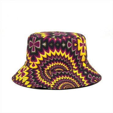 Fashion New Women Men Bucket Cap Hat For Women Men Colorful Geometry Pattern Printed Female Male Fisherman Sun Cap Hat