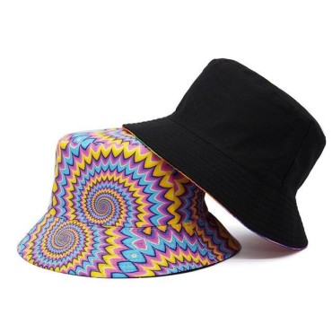 Fashion New Women Men Bucket Cap Hat For Women Men Colorful Geometry Pattern Printed Female Male Fisherman Sun Cap Hat