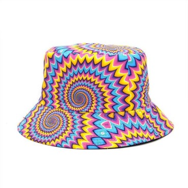Fashion New Women Men Bucket Cap Hat For Women Men Colorful Geometry Pattern Printed Female Male Fisherman Sun Cap Hat