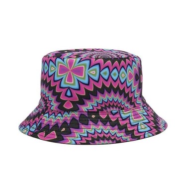 Fashion New Women Men Bucket Cap Hat For Women Men Colorful Geometry Pattern Printed Female Male Fisherman Sun Cap Hat