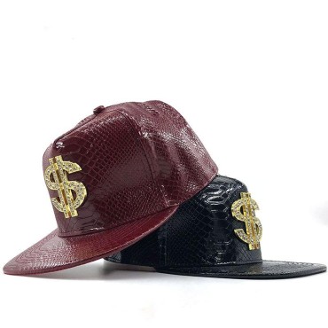 Spiked Rivet Snakeskin Leather  Snapback for Women Men White Black Novelty Baseball Cap Hat