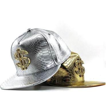 Spiked Rivet Snakeskin Leather  Snapback for Women Men White Black Novelty Baseball Cap Hat