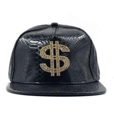 Spiked Rivet Snakeskin Leather  Snapback for Women Men White Black Novelty Baseball Cap Hat