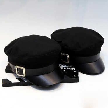 Men’s Hat Unisex Cotton Embroidered Plaid Beret British Retro Stitched Curved Brim Hat