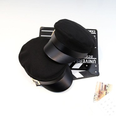 Men’s Hat Unisex Cotton Embroidered Plaid Beret British Retro Stitched Curved Brim Hat