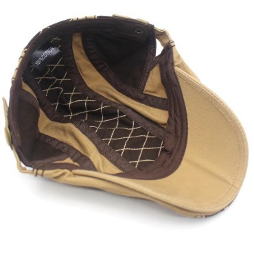 Men’s Hat Unisex Cotton Embroidered Plaid Beret British Retro Stitched Curved Brim Hat