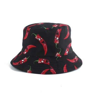 New Fashion Panama Hat Vegetables Pepper Printed Bucket Hat Reversible Fishing Cap Summer Sun Hats For Women Men
