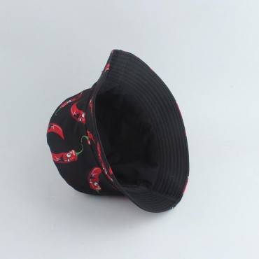 New Fashion Panama Hat Vegetables Pepper Printed Bucket Hat Reversible Fishing Cap Summer Sun Hats For Women Men