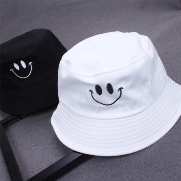 Women Smile Bucket Hat Double Sided Bucket Hat Smiling Face Unisex Fashion Bob Cap Hip Hop Men Summer Cap