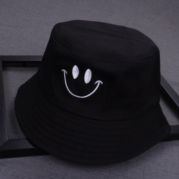 Women Smile Bucket Hat Double Sided Bucket Hat Smiling Face Unisex Fashion Bob Cap Hip Hop Men Summer Cap