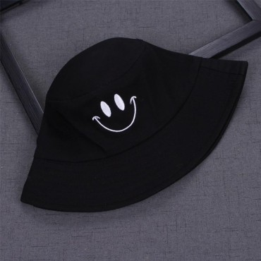 Women Smile Bucket Hat Double Sided Bucket Hat Smiling Face Unisex Fashion Bob Cap Hip Hop Men Summer Cap