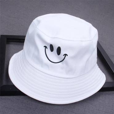 Women Smile Bucket Hat Double Sided Bucket Hat Smiling Face Unisex Fashion Bob Cap Hip Hop Men Summer Cap