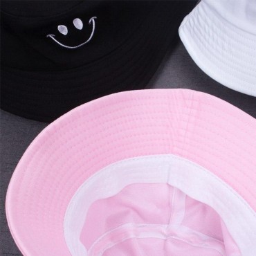 Women Smile Bucket Hat Double Sided Bucket Hat Smiling Face Unisex Fashion Bob Cap Hip Hop Men Summer Cap