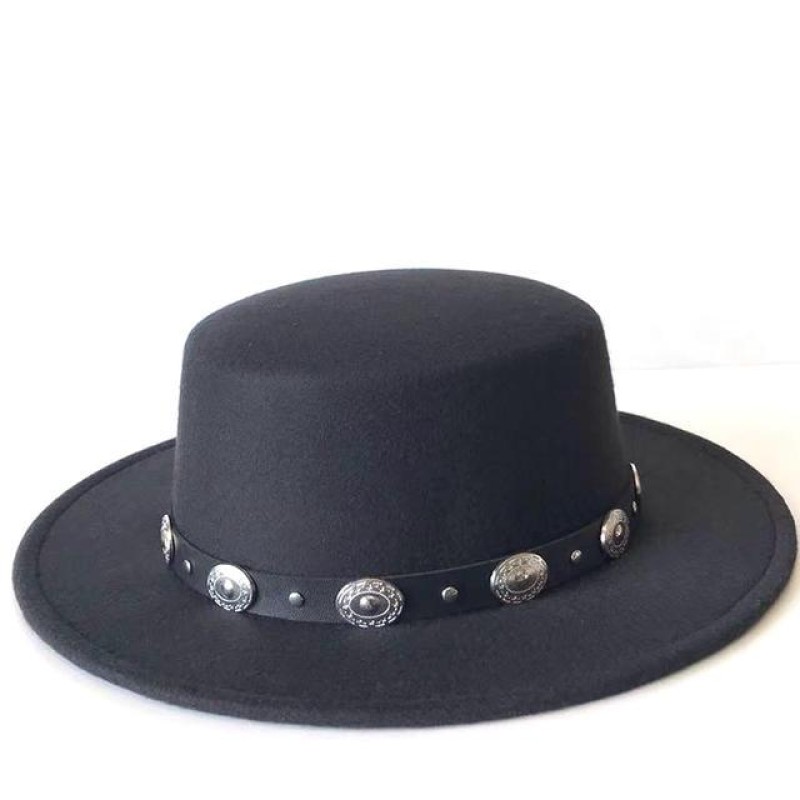 Fedoras Big Brim Hats For Women British Style Vintage Church Hats Lady Flat Brim Fedoras Autumn Winter Womens Felt Hat