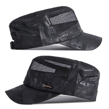 Summer Mesh Military Hats Men Flat Top Quick Drying Sun Hat For Women Camouflage Black Green Net Army Cap Breathable Visor Sport Cap