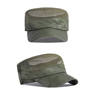 Summer Mesh Military Hats Men Flat Top Quick Drying Sun Hat For Women Camouflage Black Green Net Army Cap Breathable Visor Sport Cap