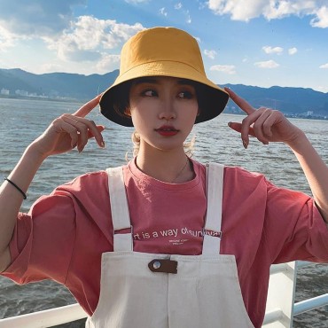 Women Smile Bucket Hat Double Sided Bucket Hat Smiling Face Unisex Fashion Bob Cap Hip Hop Men Summer Cap